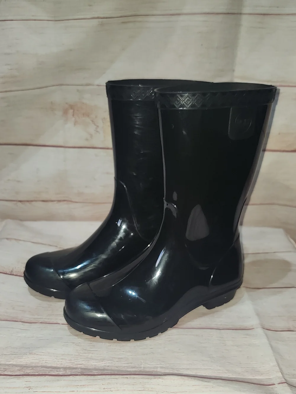 UGG Kids Black Glossy Rain Boots